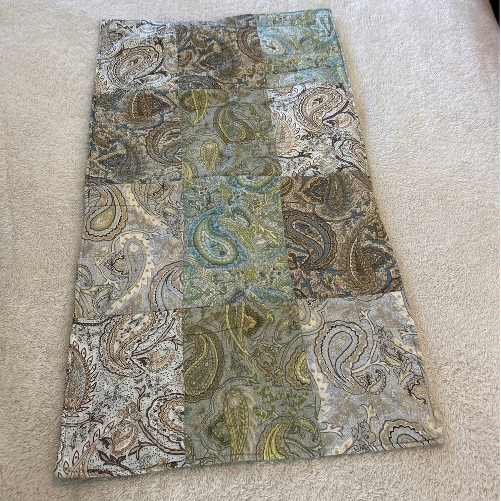 King Pillow Sham Blue Green Patchwork Paisley Cottagecore